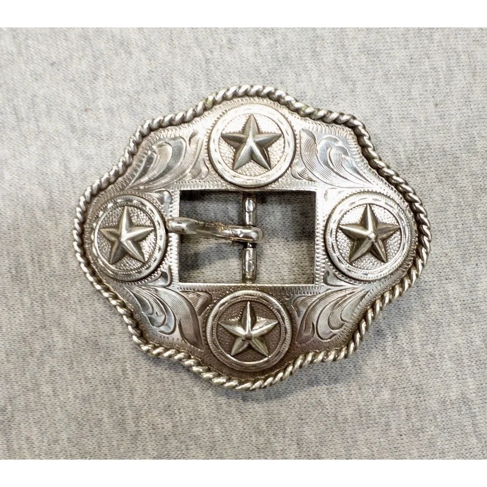 Silver Texas Star Center Bar Belt Buckle 3